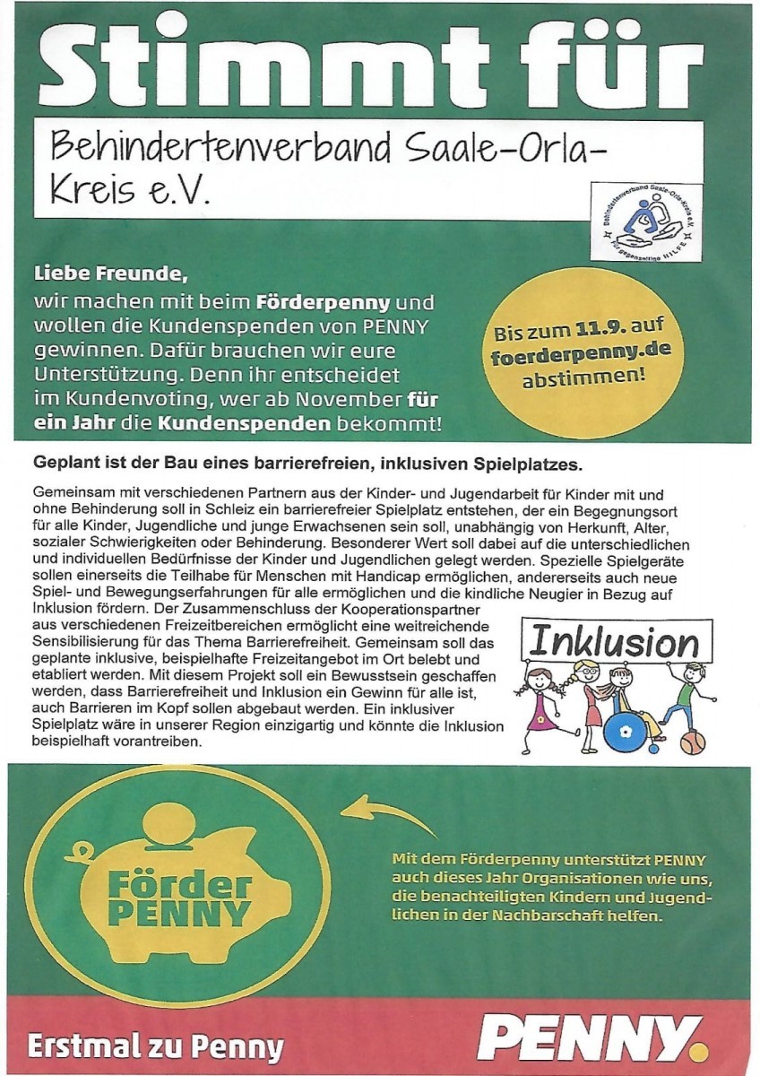 Endspurt bei der Abstimmung zugunsten eines inklusiven Spielplatzes in Schleiz