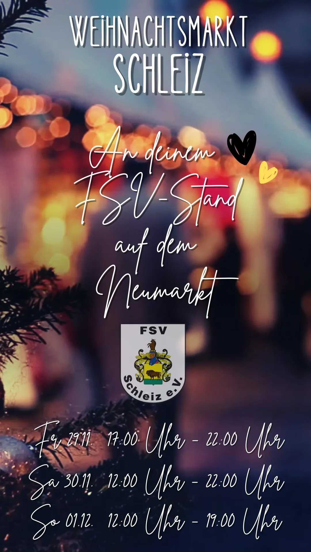 Freitag, Samstag und Sonntag: Zwei FSV-Stände auf dem Schleizer Weihnachtsmarkt