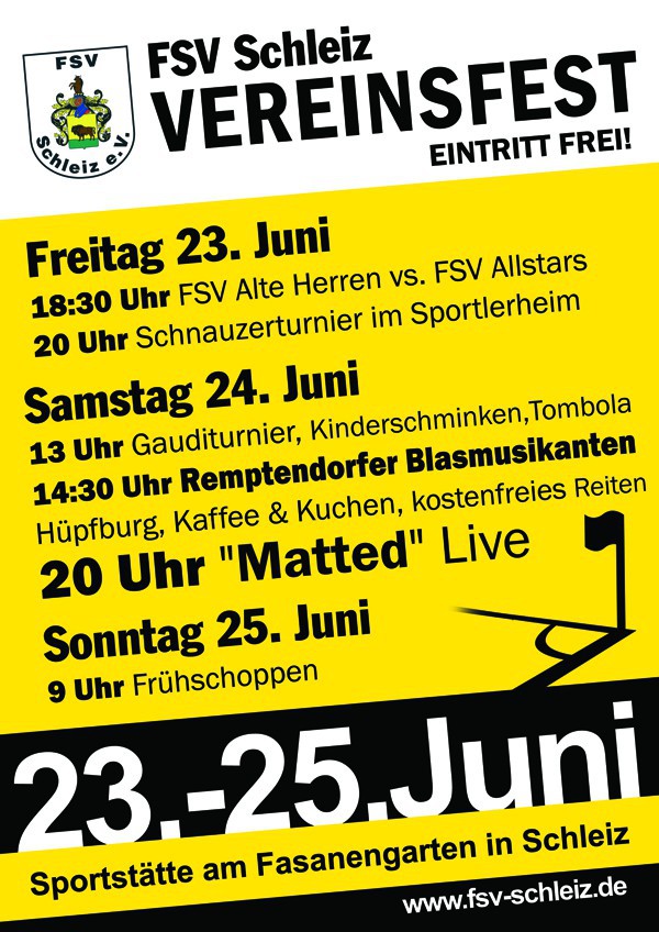 FSV Schleiz lädt zum Familien- u. Vereinsfest